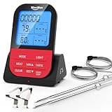 Grillthermometer Kabellos Fleischthermometer Funk Bratenthermometer Digital Magnetisch mit Timer LCD Display 2 Sonde Kerntemperatur Thermometer Steak Backofen Garten BBQ Camping Grill Zubehör