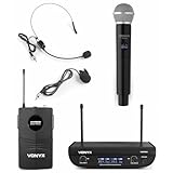 Vonyx WM82 - Empfänger mit einem Funk Mikrofon, UHF Mikrofon Set, Handmikrofon und Bodypack Taschensender mit Headsetmikrofon, für DJs, Moderatoren, Entertainment, Shows