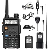 Funkgerät Walkie Talkies BF5RUV Dual Band VHF/UHF Zwei-Wege-Amateurfunk mit 3800mAh Akku, Mikrofon Lautsprecher, USB-Programmierkabel, High-Gain-Antenne, USB-Ladegerät, Kopfhörer